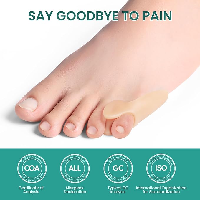 Welnove Tailor's Bunion Corrector Pads - 8 Pack Pinky Toe Protector, Bunion Cushion with Separator for Women Men, Gel Bunion Shield for Foot Pain Relief, Beige(Shield Spacers)