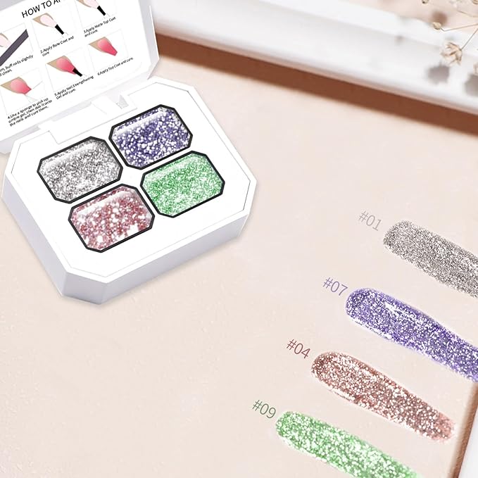 4 Colors Ombre Gel Nail Polish Pat Pating Gradient Painting Gel, With 100PCS Nail Sponges & Grabbing Pen,Platinum shine Painting For Nails French Manicure DIY Nail Art Sponge Pat Paint