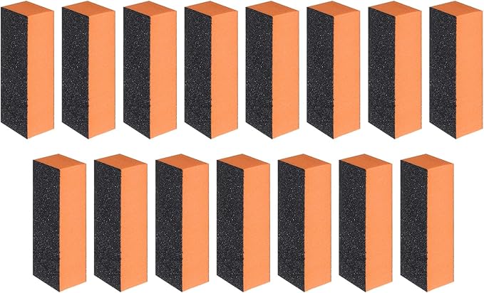 HARFINGTON 15pcs Nail Buffer Blocks 60/80/80 3 Sided Grit Nail Sanding Buffing File Block Manicure Tool for Acrylic Nail Shine Polishing Buffer, Orange