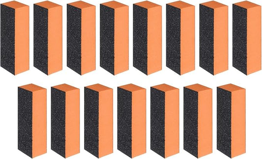 HARFINGTON 15pcs Nail Buffer Blocks 60/80/80 3 Sided Grit Nail Sanding Buffing File Block Manicure Tool for Acrylic Nail Shine Polishing Buffer, Orange