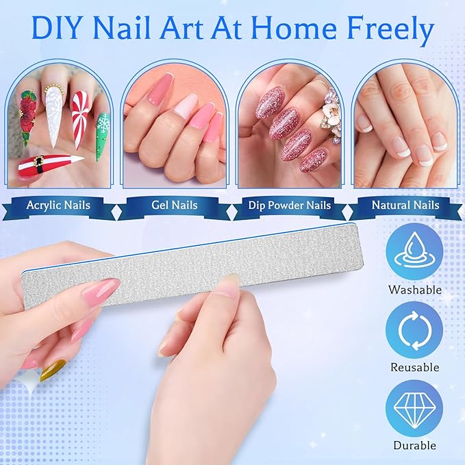 BLESWIN Nail File 100/180 Grit 25 Count, Heavy Duty Nail Files for Acrylic/Natural Nails, Emery Boards for Nails, Strong Finger Nail Filler, Coarse Nail File for Home and Salon Use