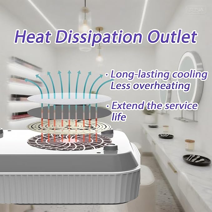 VYNTRA Nail Dust Collector Machine, Compact Vacuum Fan Dust Collector for Beginner with Reusable Filter, Powerful Dust Suction Machine Manicure Pedicure Tool for Low Noise Nail Polishing,Salon & Home