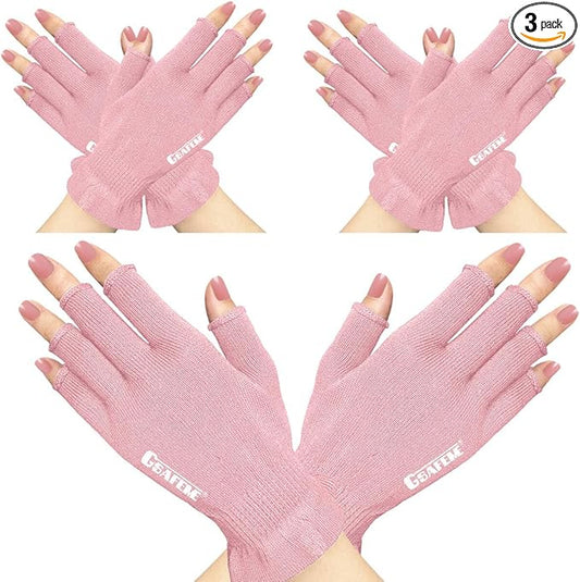 GSAFEME Cotton Gloves for Dry Hands - Fingerless Touchscreen Moisturizing Gloves for Sleeping - Cotton Eczema Gloves for Men and Women, Pink S/M 3 Pairs