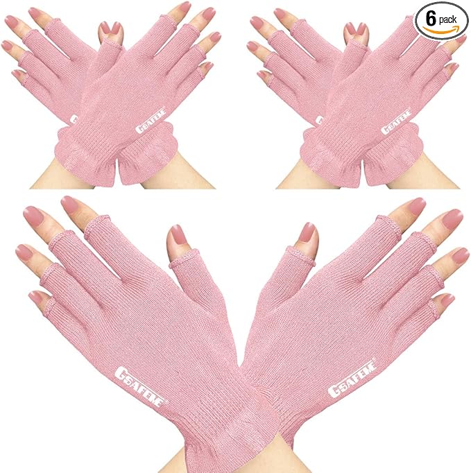 GSAFEME Cotton Gloves for Dry Hands - Fingerless Touchscreen Moisturizing Gloves for Sleeping - Cotton Eczema Gloves for Men and Women, Pink L/XL 3 Pairs