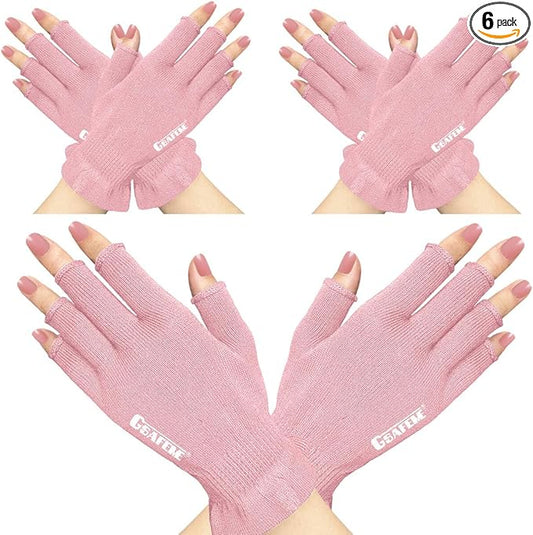 GSAFEME Cotton Gloves for Dry Hands - Fingerless Touchscreen Moisturizing Gloves for Sleeping - Cotton Eczema Gloves for Men and Women, Pink L/XL 3 Pairs