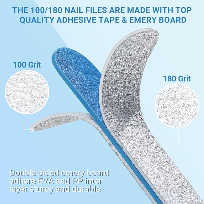 TsMADDTs Nail Buffers and Files, 6PCS Buffer Blocks, 6PCS 100 180 Grit Files, Professional Manicure Tools Kit, Nail Care Tools Kit