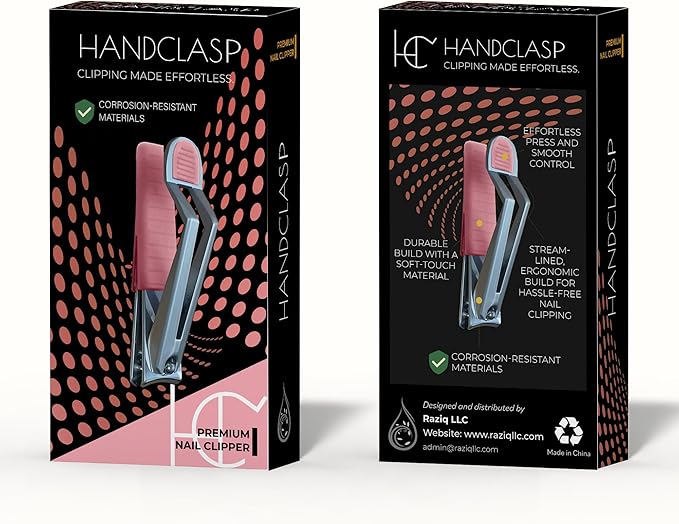 Nail Clippers for Women, Fingernails, Premium Stainless Steel, Ultra Sharp Curved Edge, Wide Jaw, Ergonomic, Thumb Rest for Comfort, Special Needs, Arthritis Friendly Grip, Pink, Stylish