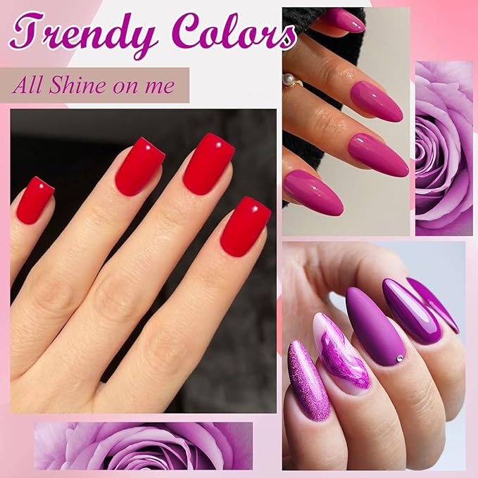 MEET ACROSS One Step Gel Nail Polish Set 12 Colors Nude Purple Red Black White Gel Polish Set Soak Off LED Starter Kit Nail Art DIY Manicure Gifts