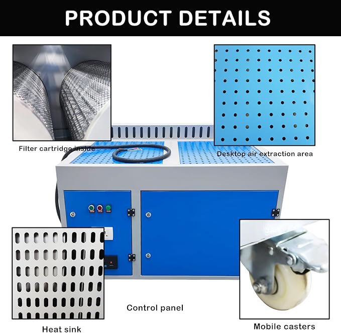 Metal Working Downdraft Table Dust Collector Vacuum Welding Multi-stage Purification Dust Collector for Grinding Polishing Dusting Welding 31.5''*47.2'' 220V
