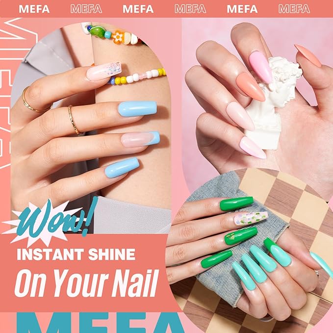 MEFA 19 Pcs Gel Nail Polish Kit with U V Light, 12 Colors All Seasons Soak Off Gel Polish Nail Set with Base Top Coat Essential Manicure Tools Beginners Salon Nails Art