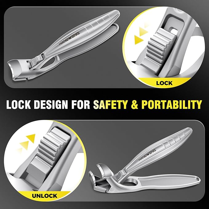 2025 Toenail Clippers for Seniors Thick Toenails, Angled Head Large Toe Nail Clippers for Men with Catcher, Heavy Duty Sharp Fingernail Clipper with Long Handle, Wide Jaw