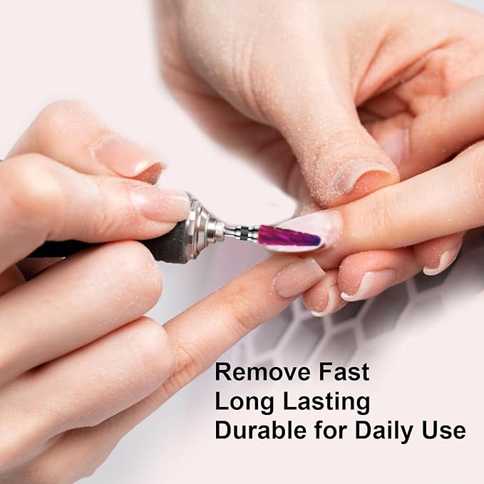 3/32" 2PCS Clean Cone Bits Coarse Grit Carbide Cuticle Cleaner Bit for Electric Nail Drills – Professional Manicure Tool for Nail Salons and Home Use (XC Grit. Purple)