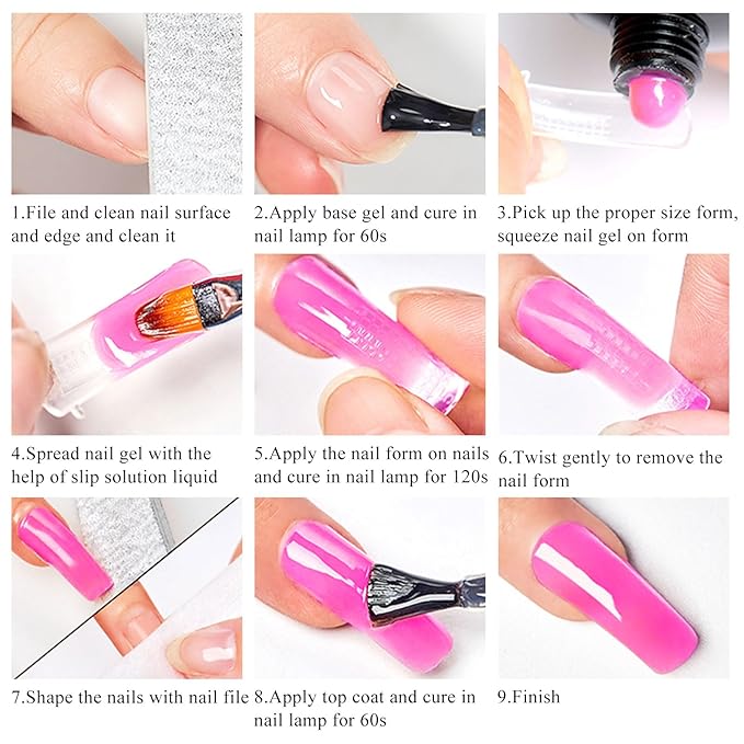 MEET ACROSS Poly Nail Gel 10Pcs Nail Extension Gel Set and Nail Extension Starter Kit for Beginners Nail Art DIY Home Gifts for Women (SET-10, 10pcs)