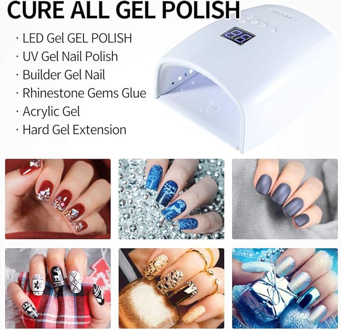 Rechargeable UV LED Nail Lamp, Professional Cordless UV Light for Nails Nail Lamp Machine with Automatic Sensor, 5 Timer Setting Fast Nail Light Curing Lamp for Salon & Home