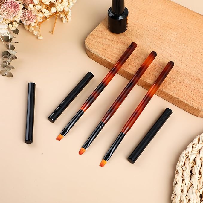 cobee Nail Art Clean Up Brushes, 3 Pcs Nail Polish Remover Brush Nail Polish Cleaning Brush Professional Nail Art Painting Pen Nail Design Tool for Manicure Mistake Cleaning (Round, Angled, Flat)