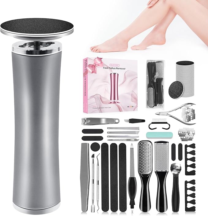 Electric Foot Callus Remover with 36 in 1 Pedicure Kit | Adjustable Speed | Mini Portable | 60 Pcs Sandpaper Discs | Professional Electric Callus Remover for Feet for Dead Skin and Calluses