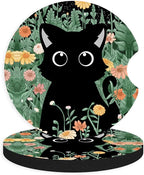 2pcs Cute Black Cat Car Coasters, Absorbent Universal neoprener Cup Holder by Unknown