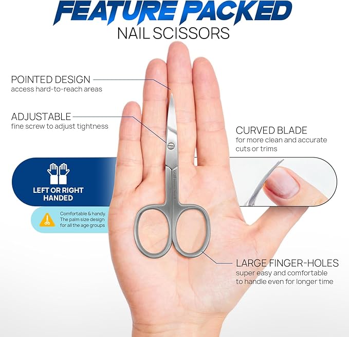 Nail Scissors for Women & Men – Stainless Steel, Curved Blade, Sharp Scissors for Toenails, Manicure, Pedicure, Cuticle For Home & Professional Use (Nail Scissors)