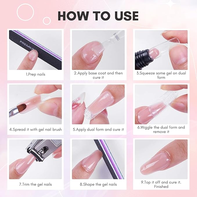Makartt Poly Nail Gel-50ML Large, Dark Hot Pink Glitter Color, Strong Builder for Extension Overlay Strengthener 3D Diy, Long-lasting for Nails French Manicures Home Salon-Pink Pretty