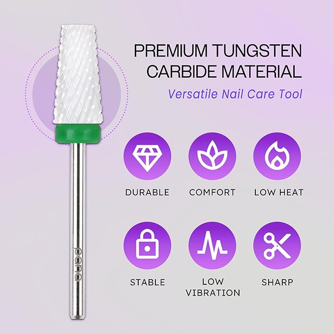 Pana 3/32" Tapered Barrel Nail Bit -For Electric Dremel Drill Machine, Nail Art Design, Manicure, Pedicure, Nail File, Cuticle Clean etc. (Gold Silver or Ceramic) (Coarse, Ceramic)