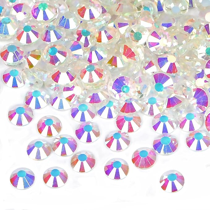 2880PCS Art Nail Rhinestones Non Hotfix Glue Fix Round Crystals Glass Flatback for DIY Jewelry Making with one Picking Pen (ss3 2880pcs, Starry Meteor)