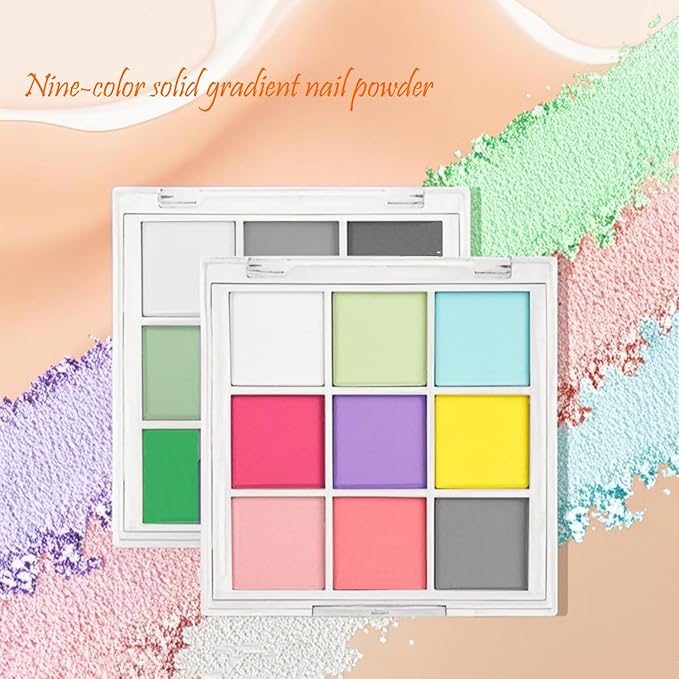 9 Color Nail Pigment Powder Set for Vibrant Ombre,Glitter Nail Art DIY Manicure Accessories Kit with Long-Lasting Shades