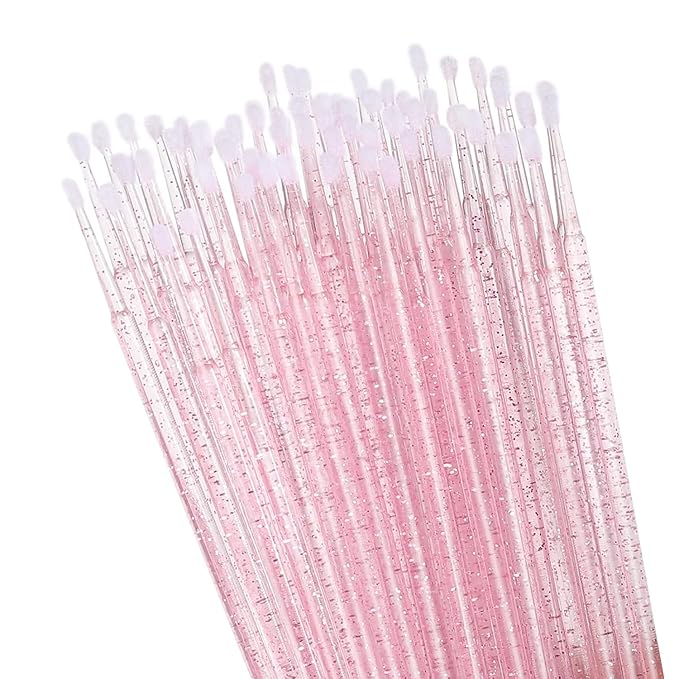 800 Pieces Microswabs for Eyelash Extensions, 10CM Lash Cotton Swabs, Microfiber Wands Brush for Lash Removal, Clean Mascara (Simple Packaging)-(Crystal Pink)