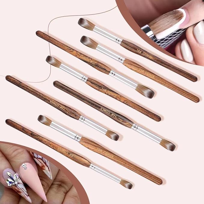 100% Kolinsky Acrylic Brush Size 22 - Wood Handle for Nail Application, Extension - Professional Manicure Salon and DIY at Home Tool (#22)