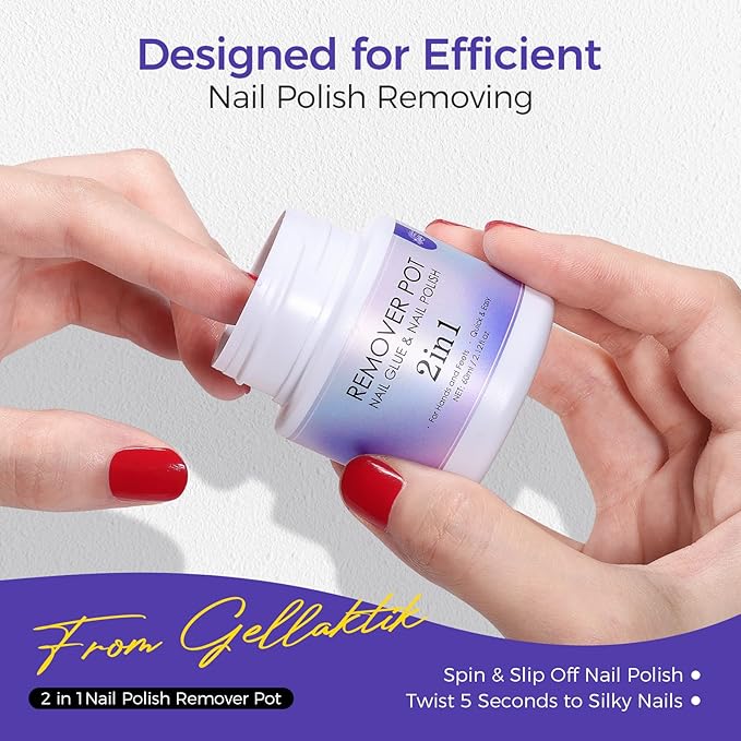 Nail Polish Remover Pot 2 Fl Oz (60ml), Nourishing Formula with Sponge Soak Bottle & Sponge Lid Cap, Gentle Fast Removal for Regular Polish at Home & Salon