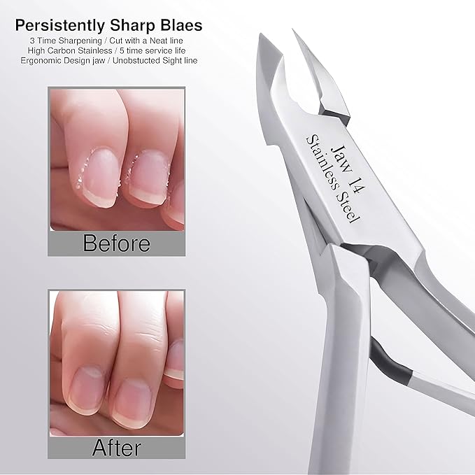 UM Supplies Cuticle Trimmer | Hangnail Remover | Extremely Sharp | Professional Cuticle Nippers | Stainless Steel | Cuticle clippers | Pedicure Manicure Tool I Jaw 14 (5mm)
