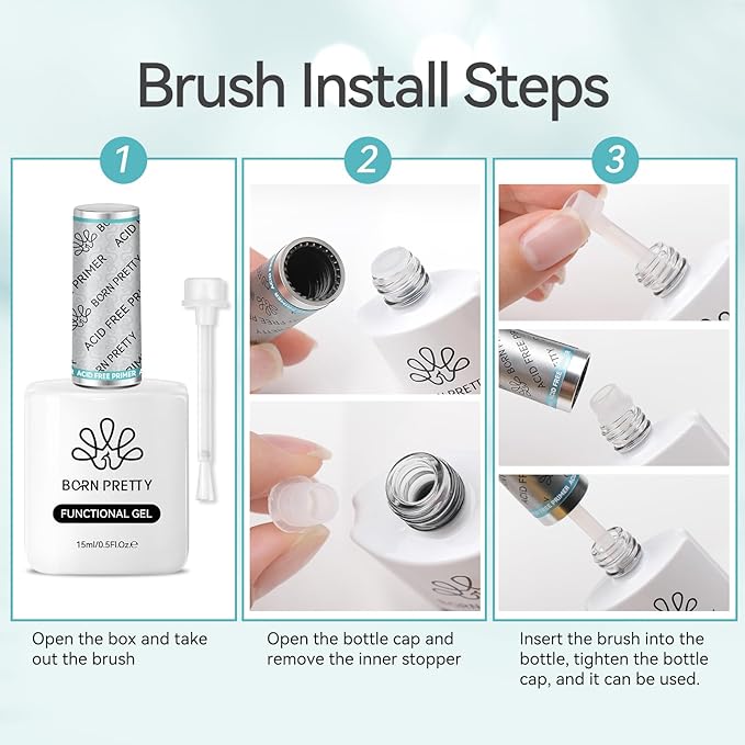 Born Pretty Nail-Primer, Acid Free Natural Nail Bond Nail-Primer for Gel Nail Polish, Non Acid Nail-Primers for U V Gels, Fast Drying Prep Dehydrator Base Varnish Manicure Bonder Liquid 15ml
