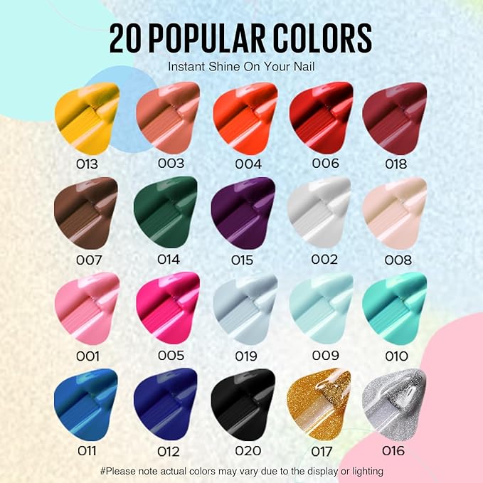 MEFA Gel Nail Polish Set, 23 Pcs Burgundy Red Brown Gel Polish Set Collection Summer Neon Classic Orange Black Navy Blue Glitter Nail Polish Starter Set with Glossy & Matte Top Base Coat Nail Art Gift