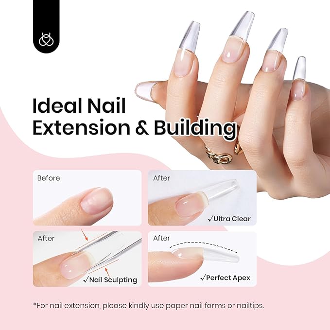 Beetles Low Heat Hard Gel Kit,Mint Sheer 2 Pcs 9 in 1 Nail Extension Sculpting Apex Building for Salon Professionals,Clear Builder Nail Gel,Christmas Nails,UV & LED Lamp Needed