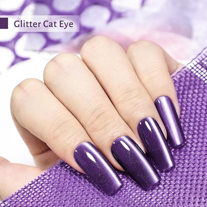 JODSONE 16.5ml Cat Eye Gel Nail Polish Dark Gray Colors for Holographic Glitter Cat Eye Reflective Translucent Need U V Lamp