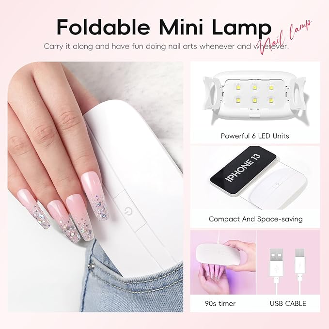 PEACECOLOR Poly Nail Gel Kit with Drill U V Light, 15 Colors Hot Pink Nude Blue Purple Nail Extension Gel with Slip Solution Nail Art Starter Kit Home Salon DIY