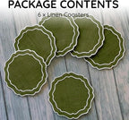 Linen Coasters for Drinks, 4.5 inch, Lime | Absorbent Linen Drink Mats - Image 2