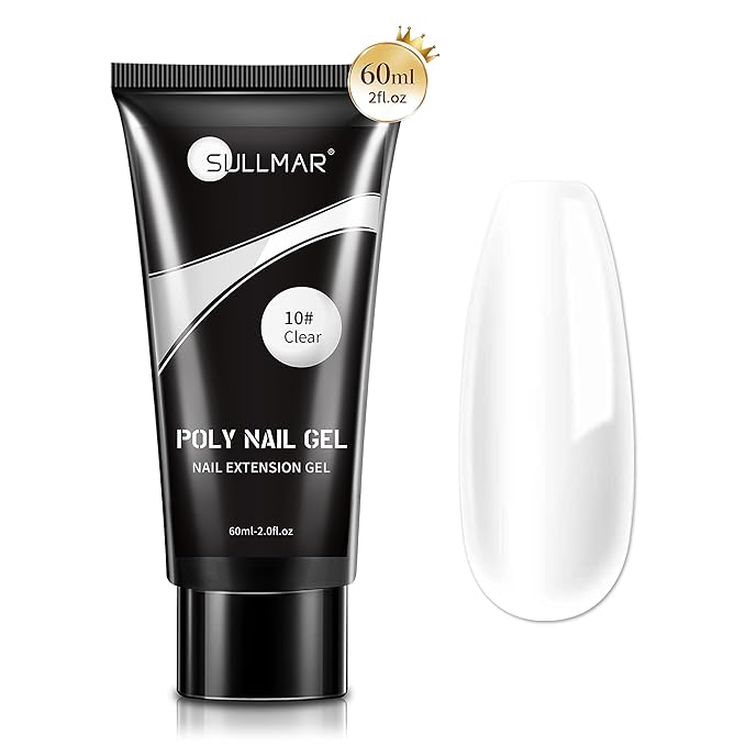 Poly Nail Gel, 60ml/2fl.oz Clear Poly Extension Gel Builder Nail Gel Trendy Nail Art Design Salon Nail Long-Lasting and Easy DIY at Home Need Nail Lamp