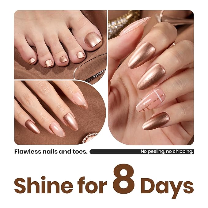 Beetles Glitter Nail Polish - 15ml Fast Drying & Long Lasting Bronzer Gold Nail Lacquer Finish for Women