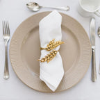 Napkin Rings 10Pcs Metal Gold Wheat Ear Shape Napkin Holder - Image 2