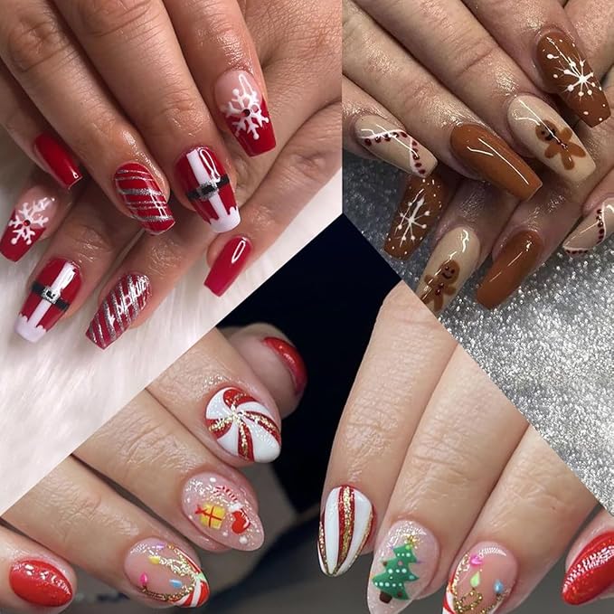 8 Sheets Christmas Nail Art Stickers 3D Snowflakes Elk Santa Claus Nail Stickers for Nail Art Self-Adhesive Winter Xmas Nail Art Supplies Designs Holiday Nail Decals for Women Acrylic DIY Nails