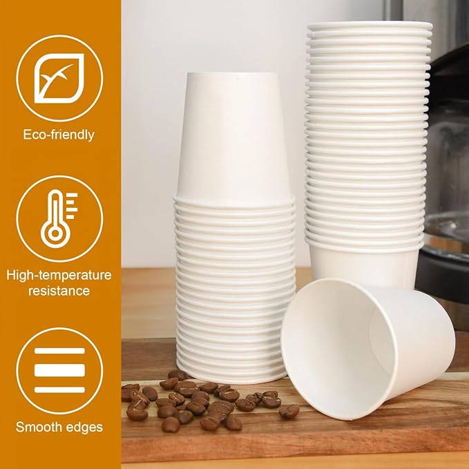 Vumdua 100 Pcs 6 oz Disposable Paper Cups, Hot Cold Beverage Drinking Cup - Image 5