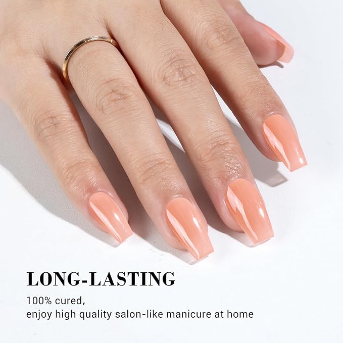 MelodySusie 30PCS Semi Cured Gel Nail Strips (Jelly Coral), Works with Nail lamp, Salon Quality, Long Lasting, Easy to Apply and Remove, Includes 2 Prep Pads, Nail File and Wooden Stick