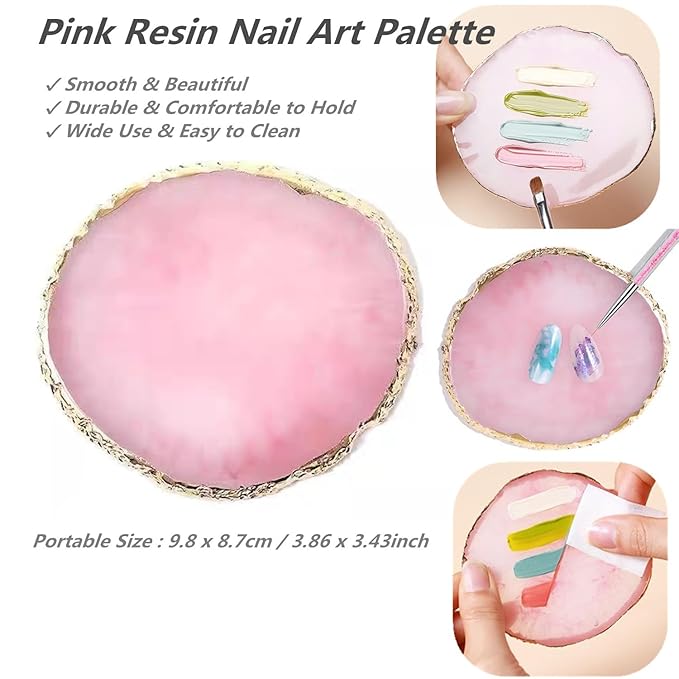 21Pcs Nail Art Brushes Set - 1 Resin Nail Art Palette, 5 Nail Art Dotting Pens, 15 Nail Art Brushes, Nail Polish Mixing Palette Double-Ended Dotting Pen Nail Liner Brush Nail Drawing Brushes