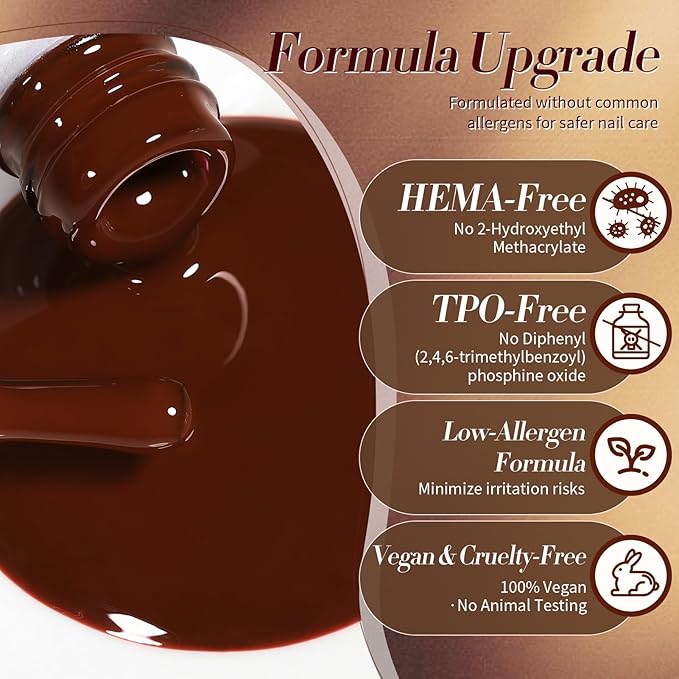 Born Pretty Fall Winter Gel Nail Polish Burgundy Wine Red Caramel Brown Coffee Autumn Gel Polish Set Gel Nail Kit Christmas Gift Nail Art Manicure Collection 6PCS 7ML