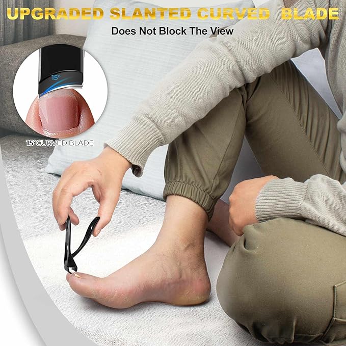 Stocking Stuffers for Men 2025, 15° Curved Head Large Toe Nail Clippers for Seniors Thick Nails, Wide Jaw Opening Heavy Duty Fingernail Clipper with Long Handle