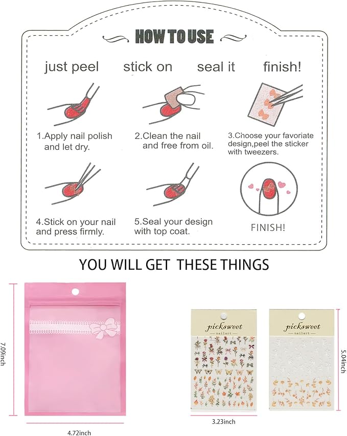 Fall Nail Stickers 5D Embossed Self-Adhesive for Nail Art, 2 Sheets 5 Designs with Vintage Roses, Autumn Maple Leaves, White Hibiscus Flowers, Fall Nail Decals Supplies for Women
