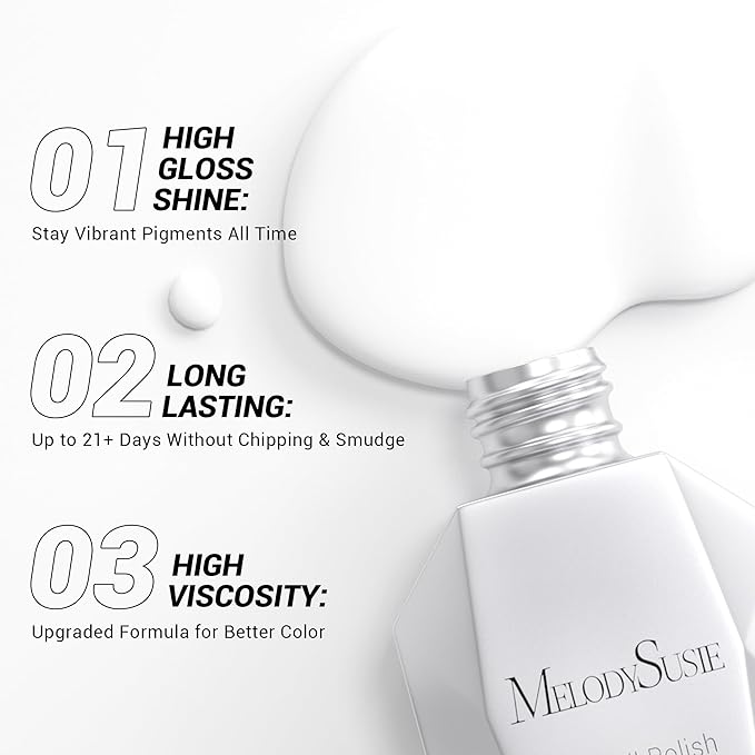 MelodySusie Thick Snow White Gel Nail Polish,15ML Soak Off UV LED White Gel Polish Christmas Gift for Women Nail Art Manicure Salon DIY Nail Design Decoration at Home-479