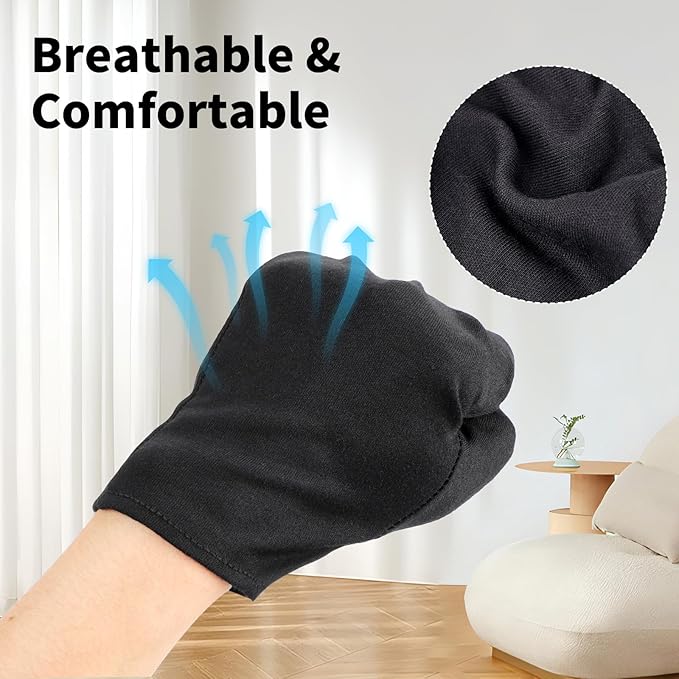 Touch Screen Gloves, Black Cotton Gloves for Dry Hands Sleeping, Moisturizing Gloves Black Gloves Men and Women, 10 Pairs Black Work Gloves for Photography, Coin Handling, Jewelry, Large