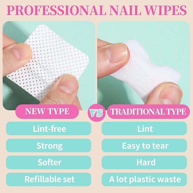 FANDAMEI 740 PCS Lint Free Nail Wipes, Nail Wipes for Gel Nails Lint Free, Nail Supplies, White