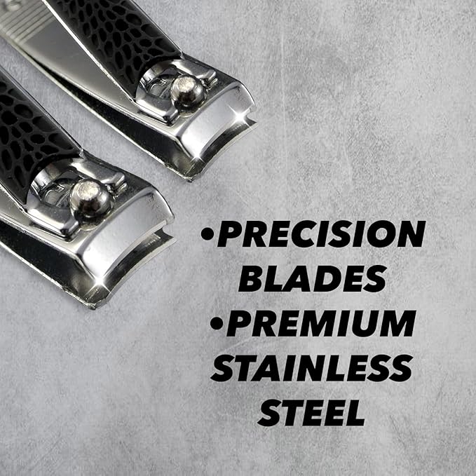 Best > Non-Slip < Stainless Steel Nail Clippers Set of 2, Large Toenail Clippers and Nail Trimmers, Toe Nail Clippers, Sharp Nail Clippers, Textured Silicon Handle to Prevent Slipping, Long Handle